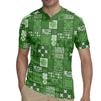 Vintage Hawaiian Quilting Patterns Rugby Jersey Green Style Tribal Fabric Patchwork LT9 - Polynesian Pride