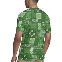 Vintage Hawaiian Quilting Patterns Rugby Jersey Green Style Tribal Fabric Patchwork LT9 - Polynesian Pride