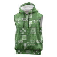 Vintage Hawaiian Quilting Patterns Sleeveless Hoodie Green Style Tribal Fabric Patchwork - Polynesian Pride