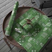 Vintage Hawaiian Quilting Patterns Wrapping Paper Green Style Tribal Fabric Patchwork - Polynesian Pride