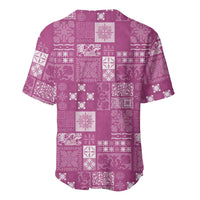 Vintage Hawaiian Quilting Patterns Baseball Jersey Pink Style Tribal Fabric Patchwork LT9 - Polynesian Pride
