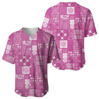 Vintage Hawaiian Quilting Patterns Baseball Jersey Pink Style Tribal Fabric Patchwork LT9 - Polynesian Pride