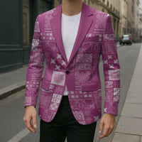 Vintage Hawaiian Quilting Patterns Blazer Pink Style Tribal Fabric Patchwork - Polynesian Pride