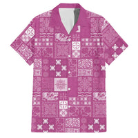 Vintage Hawaiian Quilting Patterns Family Matching Tank Maxi Dress and Hawaiian Shirt Pink Style Tribal Fabric Patchwork - Polynesian Pride