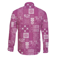 Vintage Hawaiian Quilting Patterns Family Matching Tank Maxi Dress and Hawaiian Shirt Pink Style Tribal Fabric Patchwork - Polynesian Pride