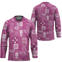 Vintage Hawaiian Quilting Patterns Hockey Jersey Pink Style Tribal Fabric Patchwork LT9 - Polynesian Pride