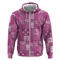 Vintage Hawaiian Quilting Patterns Hoodie Pink Style Tribal Fabric Patchwork - Polynesian Pride