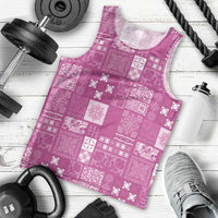 Vintage Hawaiian Quilting Patterns Men Tank Top Pink Style Tribal Fabric Patchwork - Polynesian Pride
