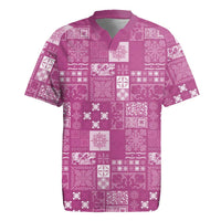 Vintage Hawaiian Quilting Patterns Rugby Jersey Pink Style Tribal Fabric Patchwork LT9 Pink - Polynesian Pride
