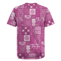Vintage Hawaiian Quilting Patterns Rugby Jersey Pink Style Tribal Fabric Patchwork LT9 - Polynesian Pride