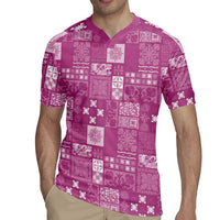 Vintage Hawaiian Quilting Patterns Rugby Jersey Pink Style Tribal Fabric Patchwork LT9 - Polynesian Pride