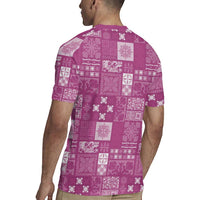 Vintage Hawaiian Quilting Patterns Rugby Jersey Pink Style Tribal Fabric Patchwork LT9 - Polynesian Pride
