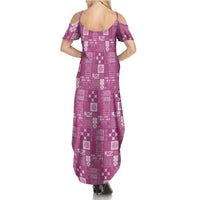 Vintage Hawaiian Quilting Patterns Summer Maxi Dress Pink Style Tribal Fabric Patchwork LT9 - Polynesian Pride