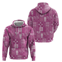 Vintage Hawaiian Quilting Patterns Zip Hoodie Pink Style Tribal Fabric Patchwork - Polynesian Pride