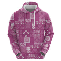 Vintage Hawaiian Quilting Patterns Zip Hoodie Pink Style Tribal Fabric Patchwork - Polynesian Pride