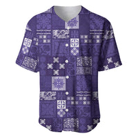 Vintage Hawaiian Quilting Patterns Baseball Jersey Purple Style Tribal Fabric Patchwork LT9 Purple - Polynesian Pride