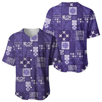 Vintage Hawaiian Quilting Patterns Baseball Jersey Purple Style Tribal Fabric Patchwork LT9 - Polynesian Pride