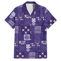 Vintage Hawaiian Quilting Patterns Family Matching Puletasi and Hawaiian Shirt Purple Style Tribal Fabric Patchwork - Polynesian Pride
