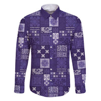 Vintage Hawaiian Quilting Patterns Family Matching Puletasi and Hawaiian Shirt Purple Style Tribal Fabric Patchwork - Polynesian Pride