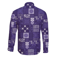 Vintage Hawaiian Quilting Patterns Family Matching Short Sleeve Bodycon Dress and Hawaiian Shirt Purple Style Tribal Fabric Patchwork - Polynesian Pride