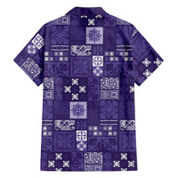 Vintage Hawaiian Quilting Patterns Family Matching Tank Maxi Dress and Hawaiian Shirt Purple Style Tribal Fabric Patchwork - Polynesian Pride