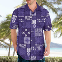 Vintage Hawaiian Quilting Patterns Hawaiian Shirt Purple Style Tribal Fabric Patchwork LT9 - Polynesian Pride