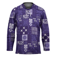 Vintage Hawaiian Quilting Patterns Hockey Jersey Purple Style Tribal Fabric Patchwork LT9 Unisex Purple - Polynesian Pride