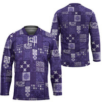 Vintage Hawaiian Quilting Patterns Hockey Jersey Purple Style Tribal Fabric Patchwork LT9 - Polynesian Pride