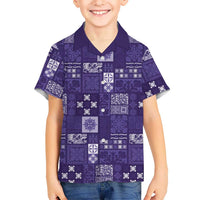 Vintage Hawaiian Quilting Patterns Kid Hawaiian Shirt Purple Style Tribal Fabric Patchwork - Polynesian Pride