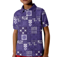 Vintage Hawaiian Quilting Patterns Kid Polo Shirt Purple Style Tribal Fabric Patchwork LT9 Kid Purple - Polynesian Pride