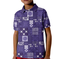 Vintage Hawaiian Quilting Patterns Kid Polo Shirt Purple Style Tribal Fabric Patchwork - Polynesian Pride