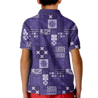 Vintage Hawaiian Quilting Patterns Kid Polo Shirt Purple Style Tribal Fabric Patchwork LT9 - Polynesian Pride