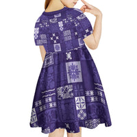 Vintage Hawaiian Quilting Patterns Kid Short Sleeve Dress Purple Style Tribal Fabric Patchwork LT9 - Polynesian Pride