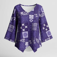 Vintage Hawaiian Quilting Patterns Kimono Sleeve Blouse Purple Style Tribal Fabric Patchwork - Polynesian Pride