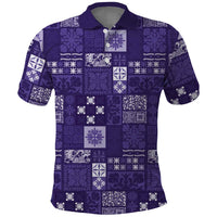 Vintage Hawaiian Quilting Patterns Polo Shirt Purple Style Tribal Fabric Patchwork LT9 Purple - Polynesian Pride