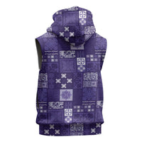 Vintage Hawaiian Quilting Patterns Sleeveless Zip Hoodie Purple Style Tribal Fabric Patchwork - Polynesian Pride