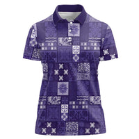 Vintage Hawaiian Quilting Patterns Women Polo Shirt Purple Style Tribal Fabric Patchwork LT9 Female Purple - Polynesian Pride