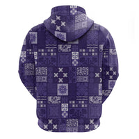 Vintage Hawaiian Quilting Patterns Zip Hoodie Purple Style Tribal Fabric Patchwork - Polynesian Pride