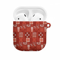 Vintage Hawaiian Quilting Patterns AirPods Case Red Style Tribal Fabric Patchwork LT9 Red - Polynesian Pride