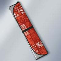 Vintage Hawaiian Quilting Patterns Auto Sun Shade Red Style Tribal Fabric Patchwork - Polynesian Pride