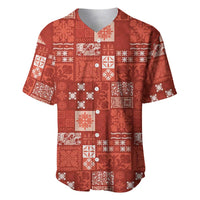 Vintage Hawaiian Quilting Patterns Baseball Jersey Red Style Tribal Fabric Patchwork LT9 Red - Polynesian Pride
