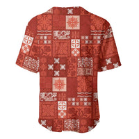 Vintage Hawaiian Quilting Patterns Baseball Jersey Red Style Tribal Fabric Patchwork LT9 - Polynesian Pride