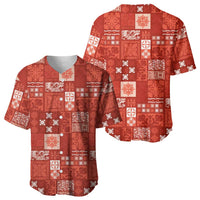 Vintage Hawaiian Quilting Patterns Baseball Jersey Red Style Tribal Fabric Patchwork LT9 - Polynesian Pride