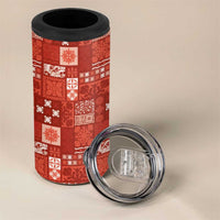 Vintage Hawaiian Quilting Patterns 4 in 1 Can Cooler Tumbler Red Style Tribal Fabric Patchwork - Polynesian Pride