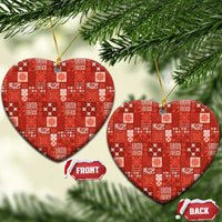 Vintage Hawaiian Quilting Patterns Ceramic Ornament Red Style Tribal Fabric Patchwork - Polynesian Pride