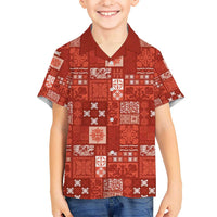 Vintage Hawaiian Quilting Patterns Hawaiian Shirt Red Style Tribal Fabric Patchwork - Polynesian Pride