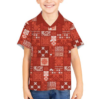 Vintage Hawaiian Quilting Patterns Hawaiian Shirt Red Style Tribal Fabric Patchwork LT9 - Polynesian Pride