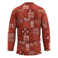 Vintage Hawaiian Quilting Patterns Hockey Jersey Red Style Tribal Fabric Patchwork - Polynesian Pride