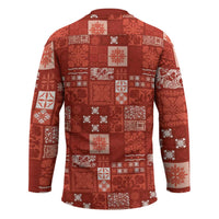 Vintage Hawaiian Quilting Patterns Hockey Jersey Red Style Tribal Fabric Patchwork LT9 - Polynesian Pride