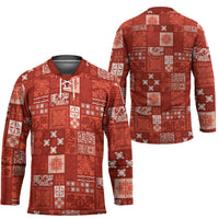 Vintage Hawaiian Quilting Patterns Hockey Jersey Red Style Tribal Fabric Patchwork LT9 - Polynesian Pride